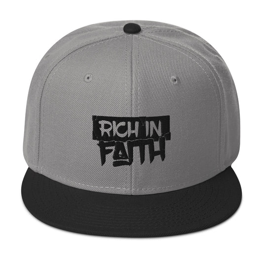 RICH IN FAITH Snapback - Black Text